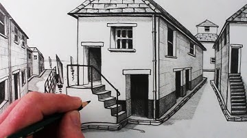 Hoe teken je een huis in 1-puntsperspectief: stap voor stap