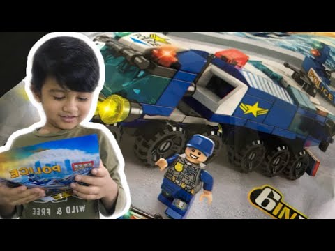 YouTube thumbnail: MEMBUAT MOBIL POLISI DARI LEGO / LELE BROTHER LEGO 6in1