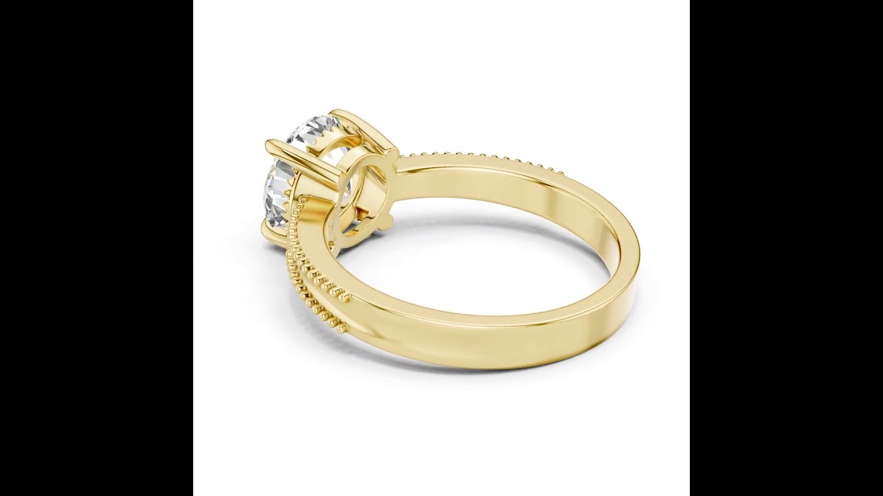 Vintage Inspired Round Brilliant Diamond Milgrain Anniversary Ring