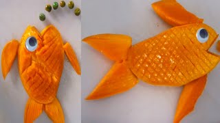 Mango Carved Fish Decoration | Mango Carving Decoration | How To Carving Fruits | @SathiyaKhan screenshot 4