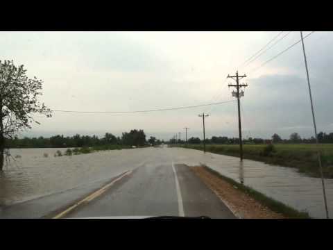 First day that day Highway 135 could be driven across for 4 days. Water had been waist deep when river hit 18.12 feet. Current level is 16.6 feet. 4-30-2011