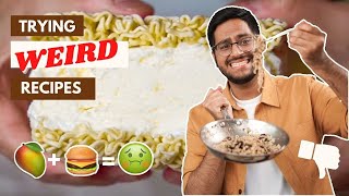 Testing the most *WEIRD* Recipes on the Internet ?? Oreo Maggi, Mango Burger, Ramen Ice-Cream