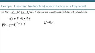 Example: Linear and Irreducible Quadratic Factors of a Polynomial (1)