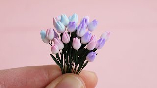 Miniature tulips made of polymer clay. Tutorial. DIY. Миниатюрные тюльпаны из полимерной глины.