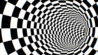 Inside Black And White Circular Checkerboard Optical Illusion Tunnel 4K Video Effects HD Background