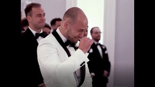 Groom breaks down when he sees his bride