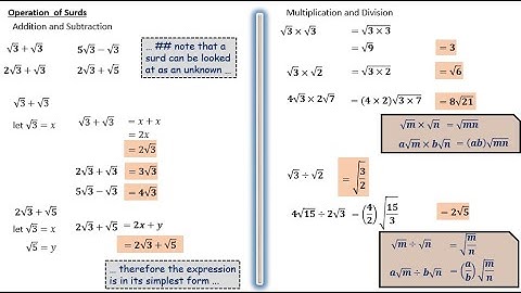 SURDS|OPERATION OF SURDS|ADDITION, SUBTRACTION, MULTIPLICATION & DIVISION|WORKED EXAMPLES