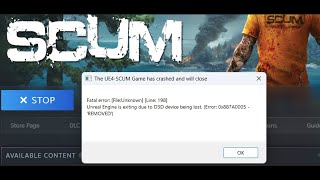 Fix SCUM Fatal Error On PC