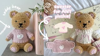 how to crochet a cute teddy bear + sweater of ANY size | beginner-friendly tutorial