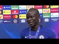 N'Golo Kanté reacts to winning the UEFA Champions League.
