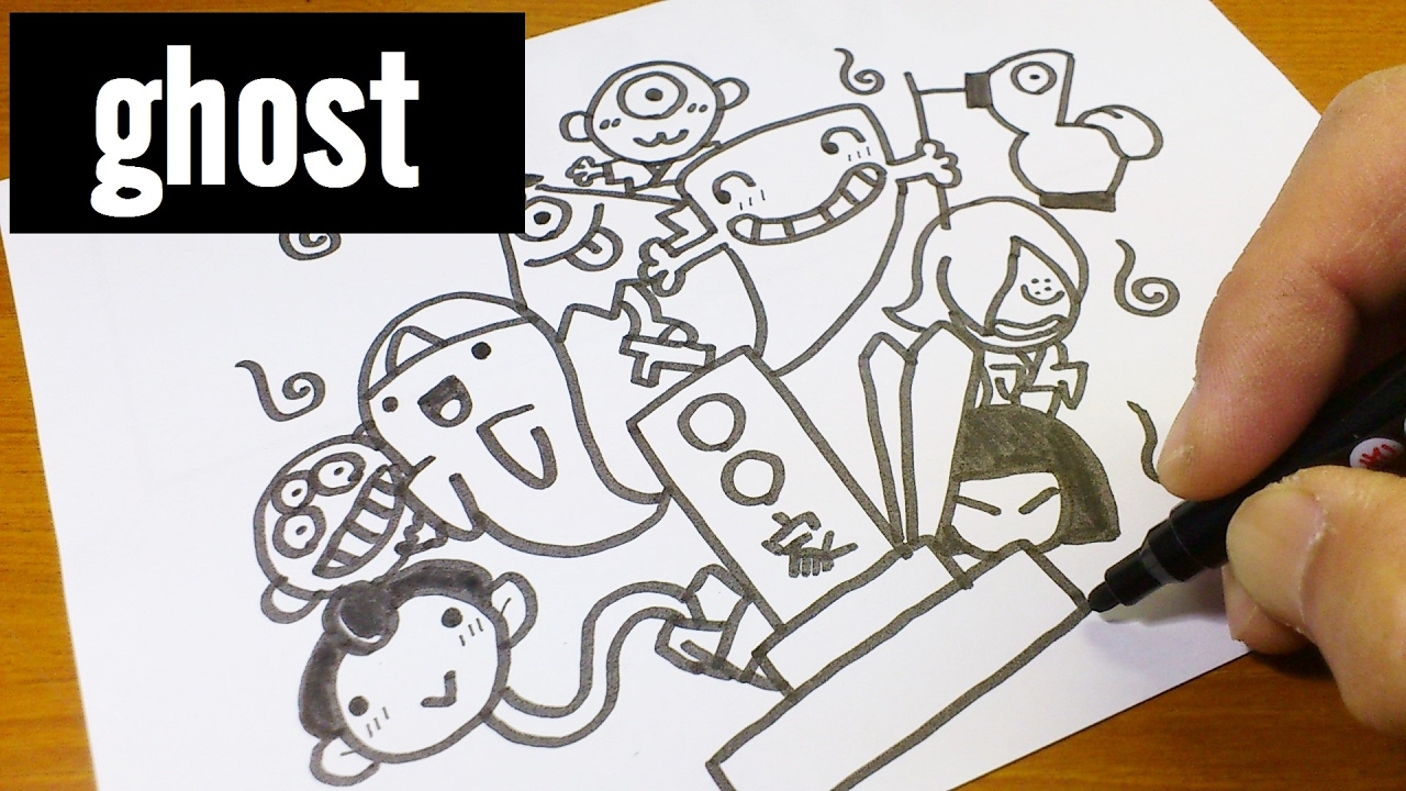 How To Draw Cute Japanese Ghost Doodle For Kids Kawaii Easy