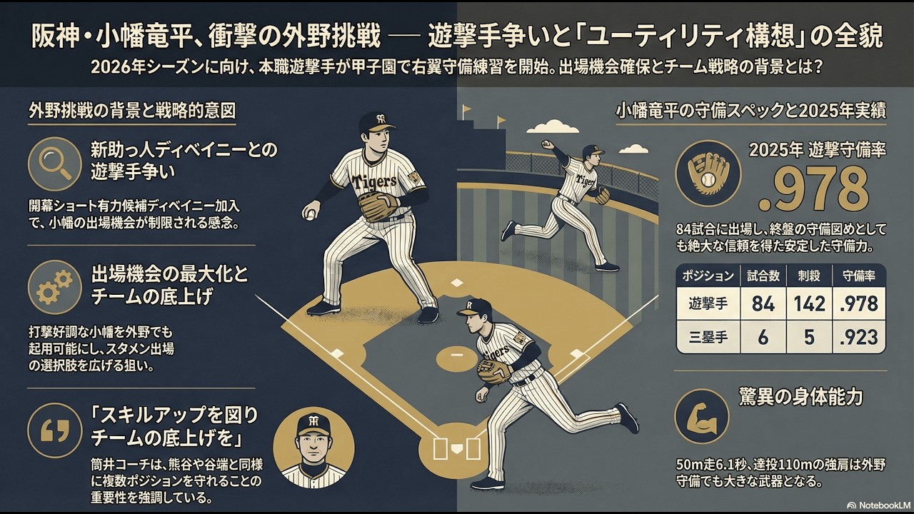 小幡竜平の外野挑戦について【阪神タイガース】