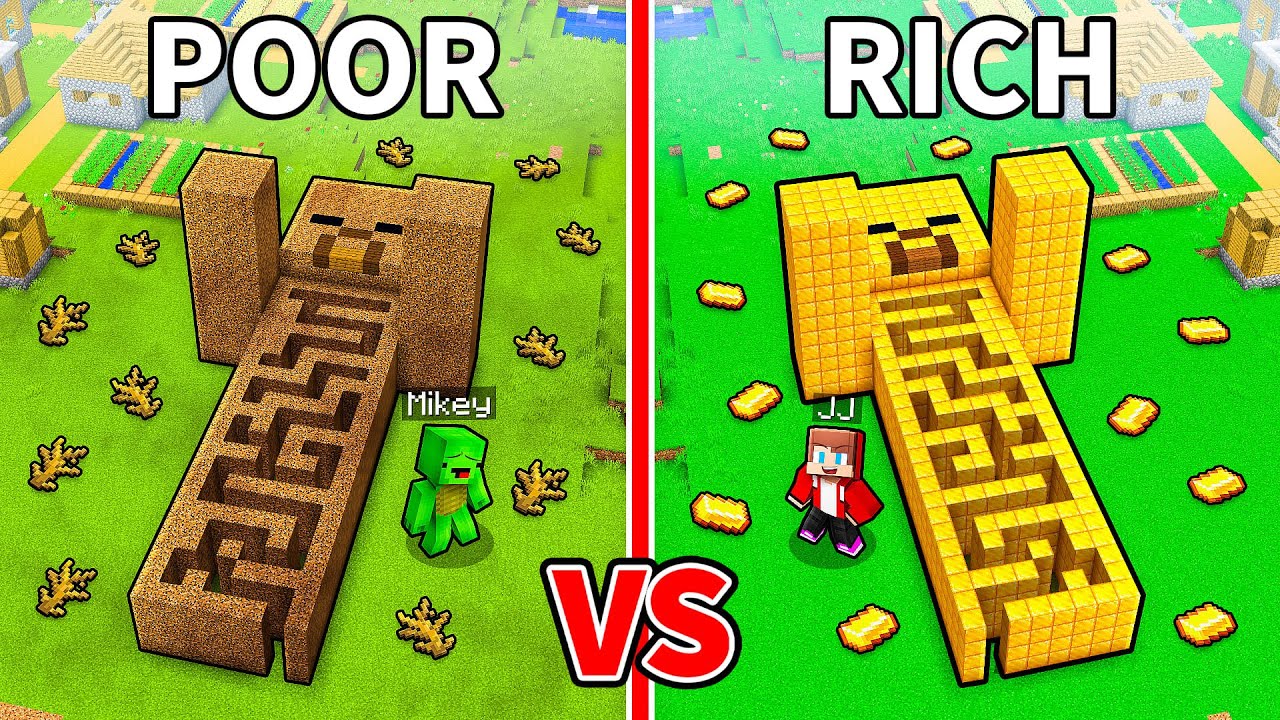 JJ and Mikey: POOR vs RICH ZOMBIE MAZE BATTLE in Minecraft - Maizen