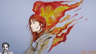 fire drawing watercolor painting draw drawings paintingvalley