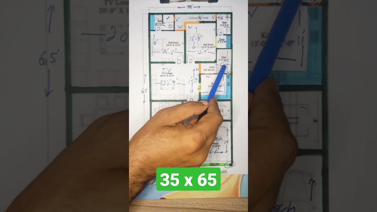 35 x 65 house design ||