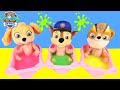 Dreamworks Trolls Bedtime Routine with Paw Patrol Skye Using DIY Play-Doh Slime Baths