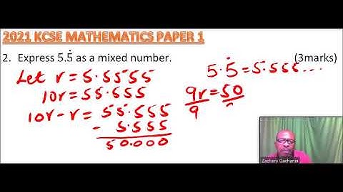 2020 KCSE MATHEMATICS PAPER 1 NO 2