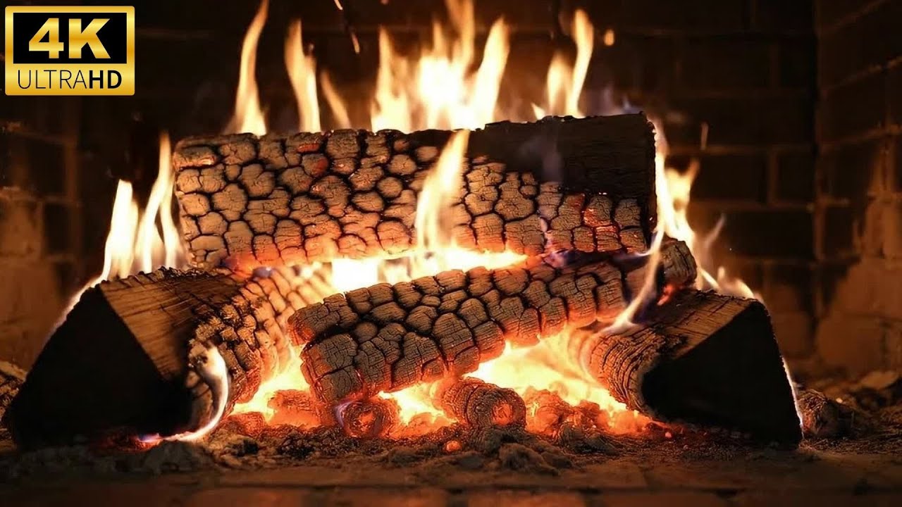 4K Ultra HD Fireplace 🔥 | Cozy Crackling Fire Ambience | 9 Hours
