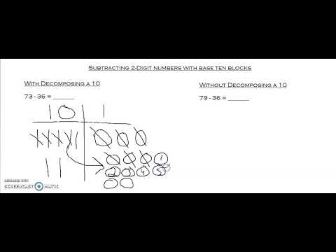 Subtracting 2-digit numbers with base ten blocks