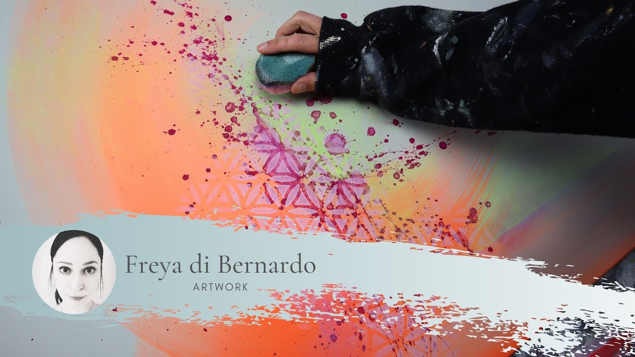 Malen mit Neonfarben und Schablone, Acrylmalerei, Acrylic Painting, Art, Freya di Bernardo, Demo