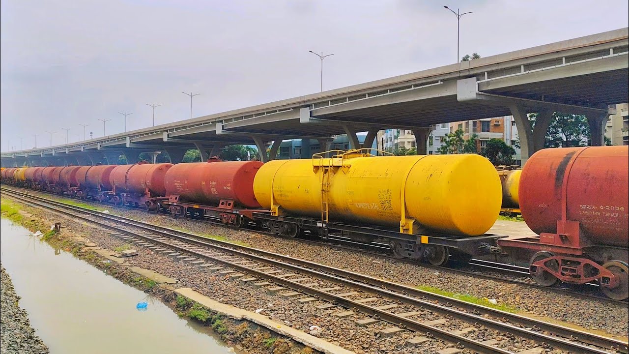 Dhaka bound Container Express crossing Cantonment Railway Station | Oil ...