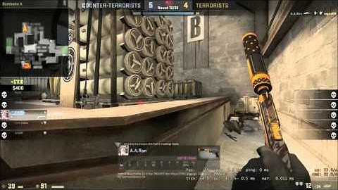 CSGO Cache B site retake with AWP wallbang