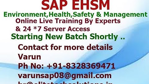 SAP EHSM Demo Taken By Roh