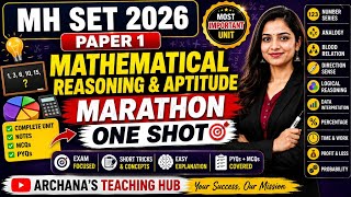 MH SET 2026 Paper 1 Mathematical Reasoning & Aptitude Marathon One Shot | Complete Unit Revision |