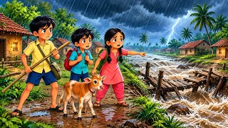 🌧️ Two Brothers and a Lost Calf | A Rainy Day Adventure | 2D Cartoon Story