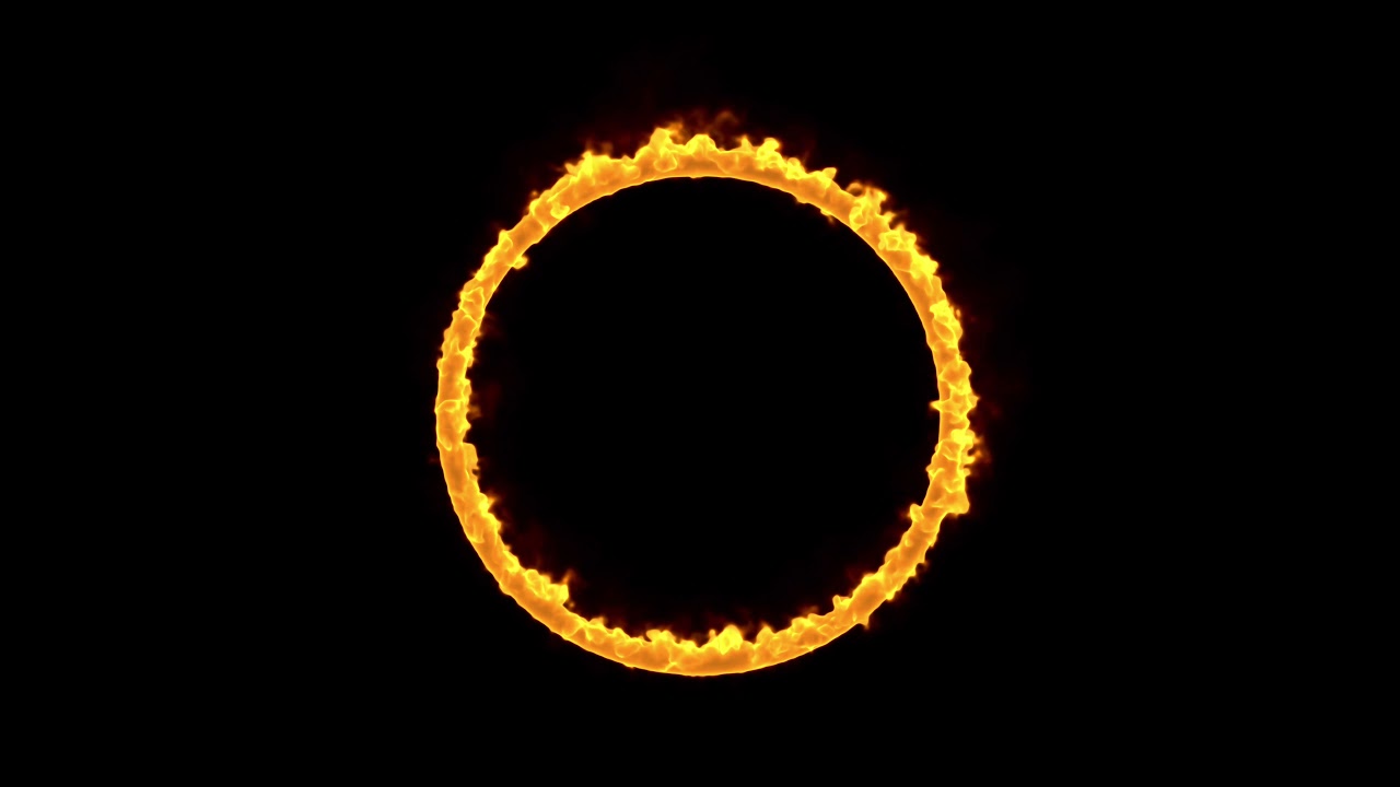 Fire ring burning on black background, seamless looping, screensaver, 4K | 1 HOUR