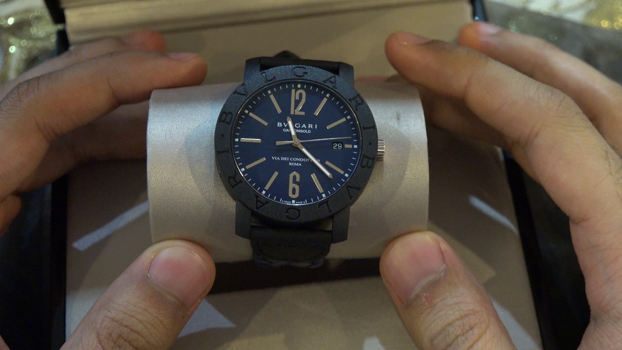 4K) bvlgari CarbonGold watch blue - YouTube
