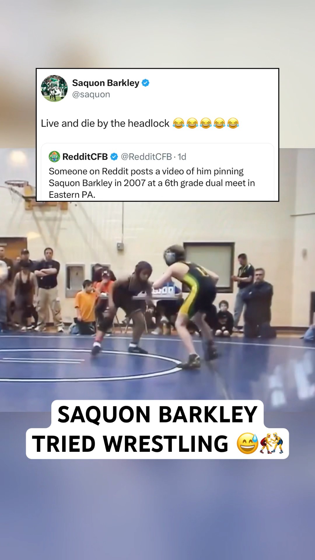 Imagine being the kid that beat Saquon in wrestling ? #shorts