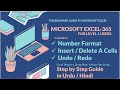 7.0 Excel Essentials: Number Formatting, Cell Insertion/Deletion, Undo, and Redo| #excel #excelsteps