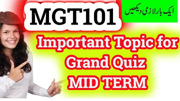 MGT101 Grand Quiz Important Topic VU Mid Term Spring 2020|| MCQ || Questions || Syllabus || Guide