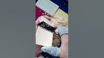 ASMR cutting dry soap/oddly carving soap/satisfying relaxing crunchy sounds/Crushing soap ASMR#relax