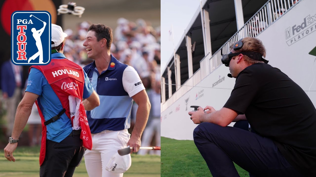 INCREDIBLE speed drone flyover of Hovland’s win at TOUR Championship