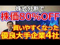 株式分割で株価80％OFFも！2024年から買いやすくなった優良大手企業4社