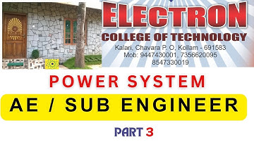 ASSISTANT ENGINEER /SUB ENGINEER (KSEB) /LECTURER/  ELECTRICIAN / POWER SYSTEM PART 3/PSC/RRB-JE/SSC