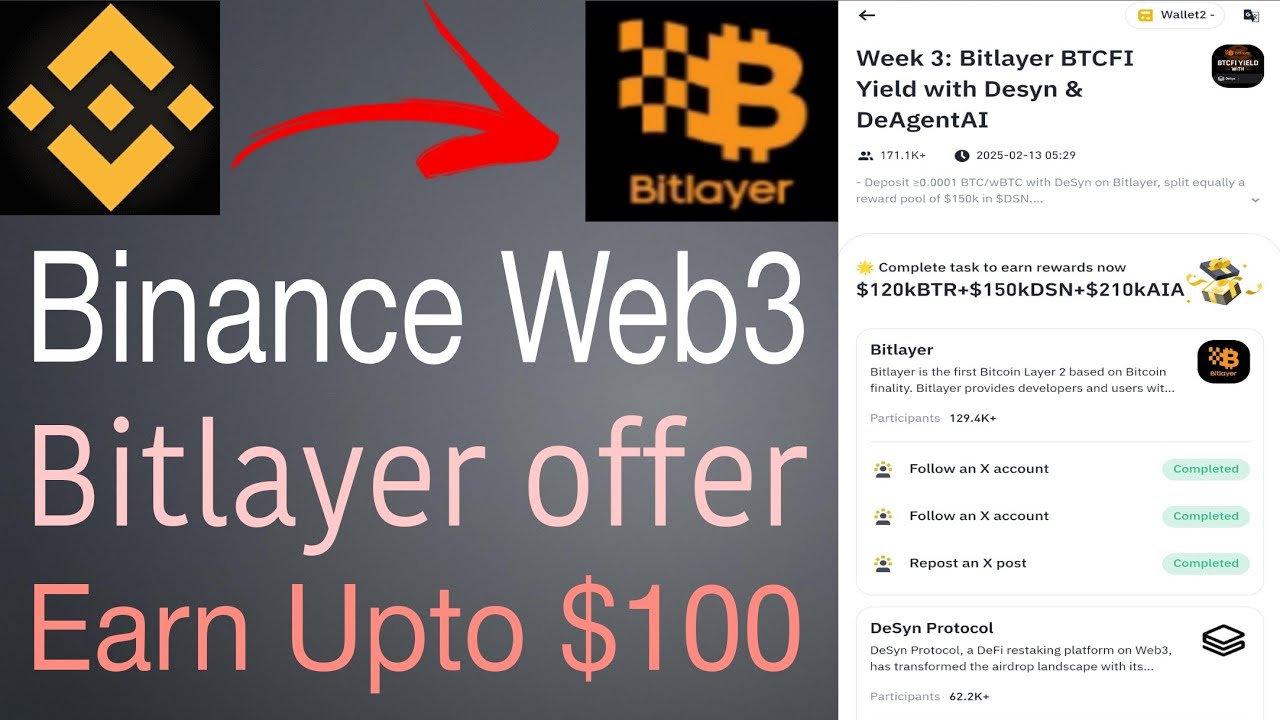 Binance Web3 Bitlayer Web3 offer Earn Upto $100 In Telugu - YouTube