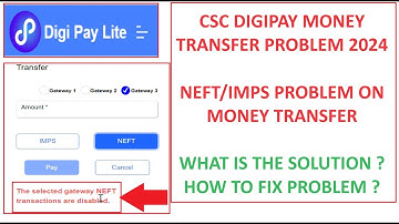 CSC Digipay Lite Money Transfer Problem 2024 | NEFT OR IMPS PROBLEM SOLUTION 2024 #csc #digipaylite