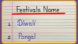 20 Festivals Name in English | Festival name | Tyoharon ke naam | Write name of festivals 