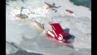 Truck falls through ice on Lake Simcoe | Police helicopter footage