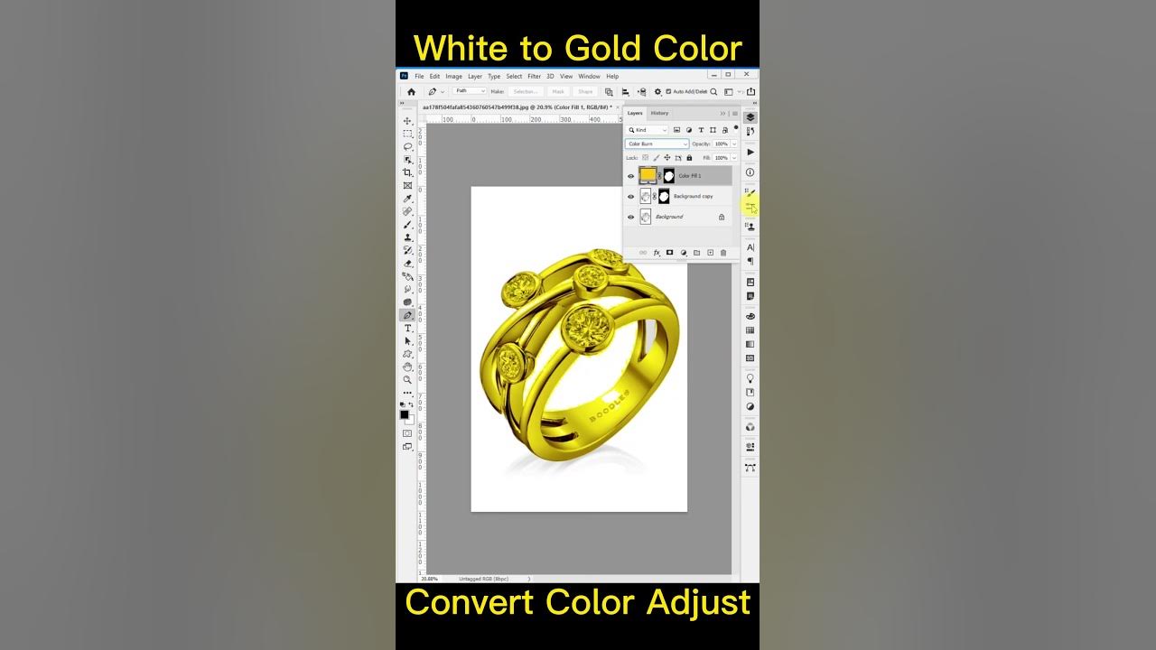 White color to gold color replace in photoshop color change in