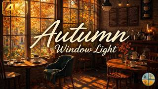 Autumn Window Light 🍂 Cozy Café Ambience Music to Relax, Study & Focus