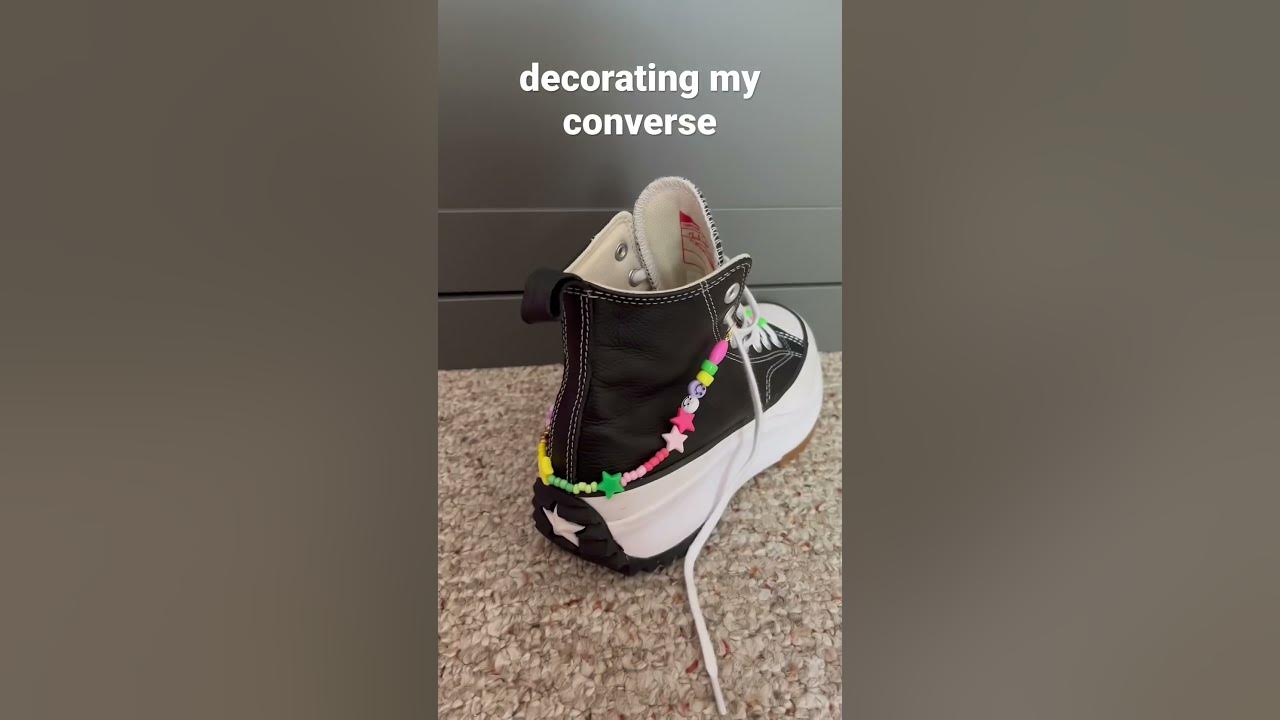 decorating my converse #shoes #converse #art #beads #shorts #crafts