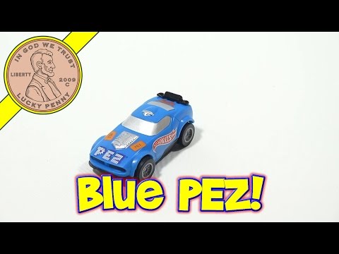 PEZ Candy Blue Team Hot Wheels Pull Back Car Toy