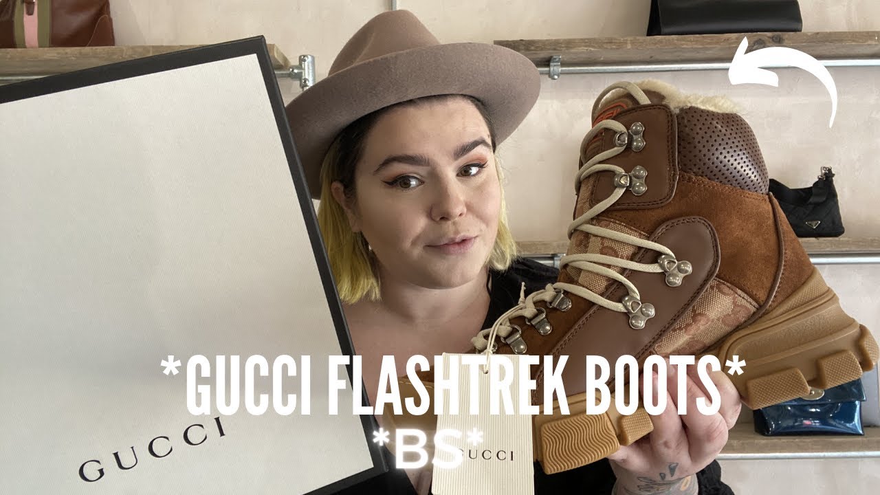 GUCCI FLASHTREK GG TAN BOOTS REVIEW | I PAID £260 FOR GUCCI BOOTS?!? |  BICESTER VILLAGE - YouTube