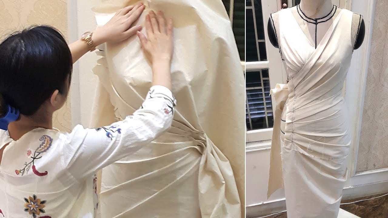 Draping Sculptured Dress With Radiating Pleats Youtube