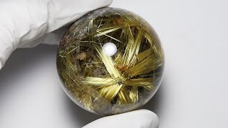 プレミアム スター太陽放射タイチンルチルクォーツ Φ37.3mm玉 スフィア