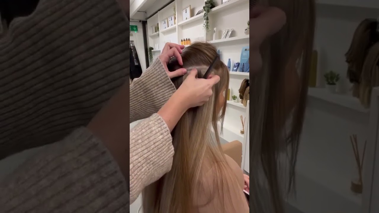 Installing 150G Tape In Hair Extensions For Lady 